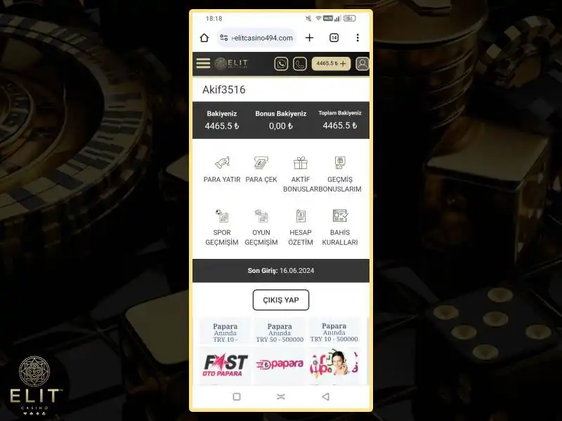 EliteCasino mobil uygulamasındaki ek bonuslar