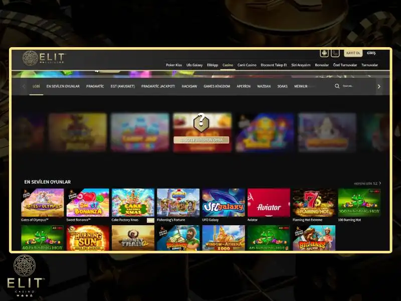 EliteCasino'da mevcut oyun seçenekleri