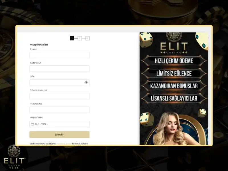 EliteCasino'ya nasıl kayıt olunur