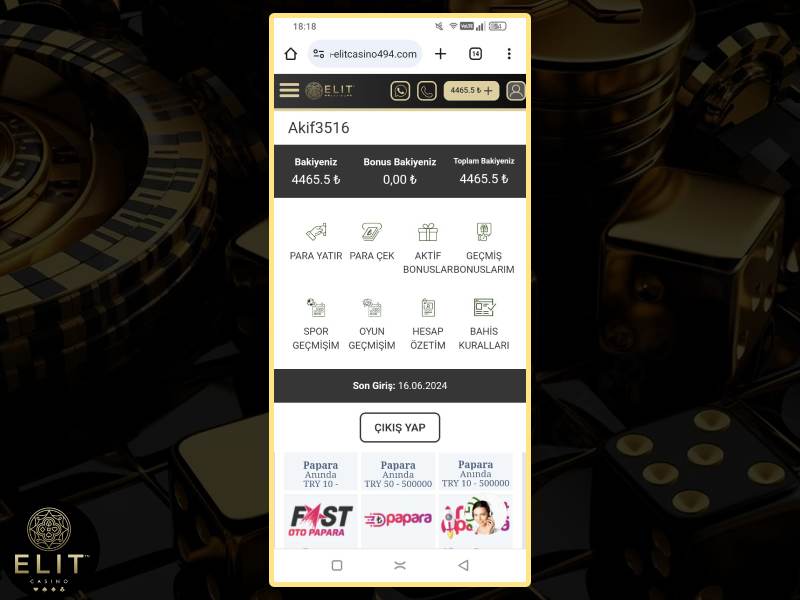 ElitCasino mobil uygulamasındaki ek bonuslar